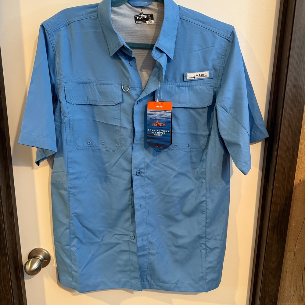 Men's Blue Short Sleeve Shirt by Habit